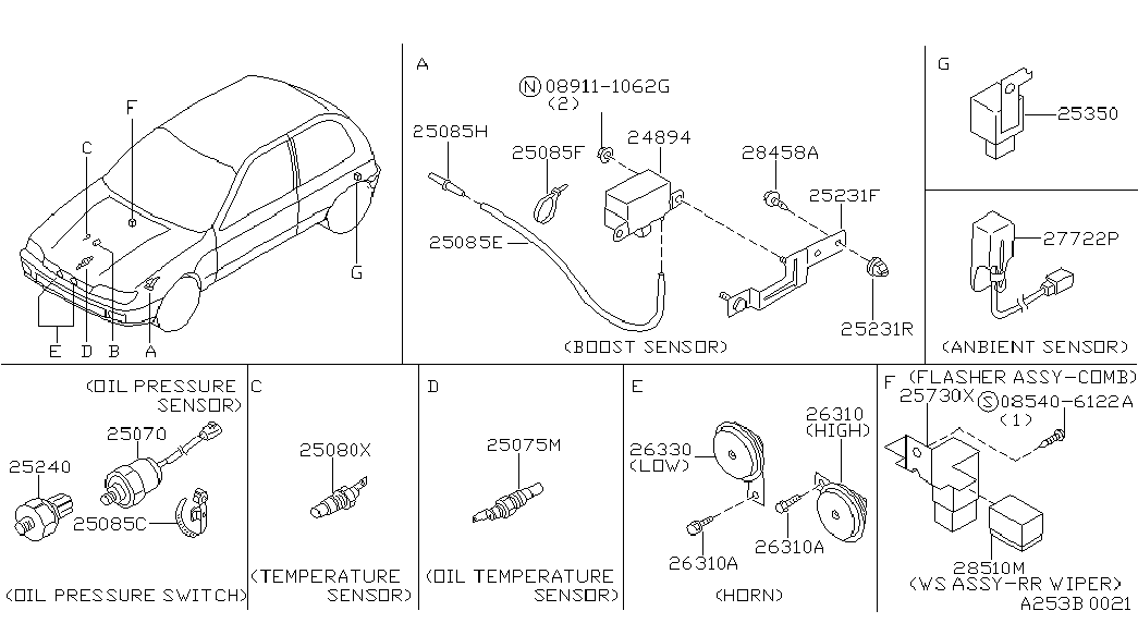 NISSAN 25240-89920 - Snímač, tlak oleje parts5.com