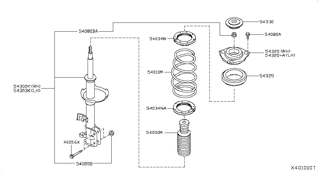 NISSAN 54321 EL000 - Potporni ležaj opružne noge parts5.com