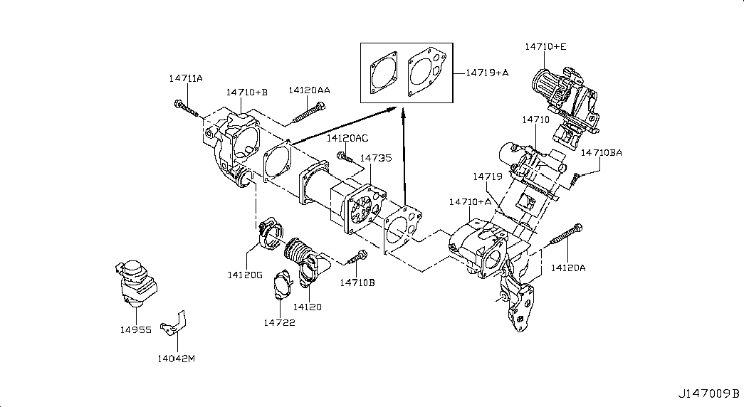 NISSAN 1495600QAK - Zawór AGR parts5.com