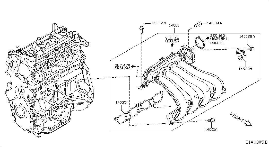 NISSAN 14035-ED800 - Gasket, intake manifold parts5.com