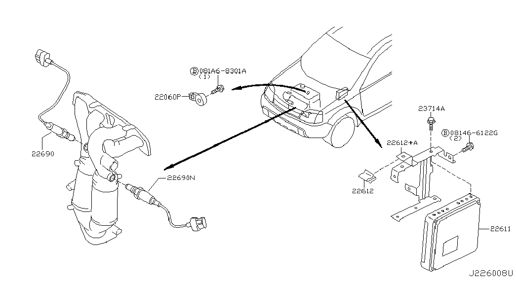 NISSAN 226A0-8J001 - Lambda-sonda parts5.com