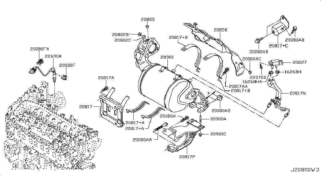 NISSAN 2082700Q0G - Sensor, presión gas de escape parts5.com