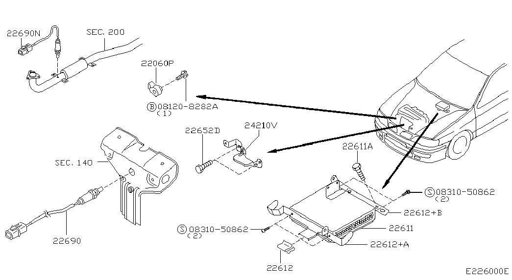 NISSAN 226A07J600 - Sonda Lambda parts5.com