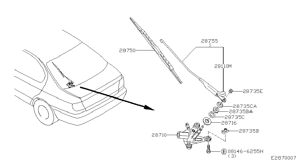 NISSAN 28890-70J00 - Pióro wycieraczki parts5.com