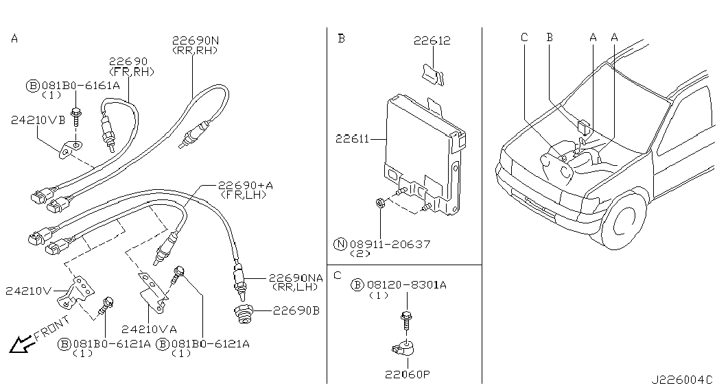 NISSAN 226A14W011 - Lambda Sensor parts5.com