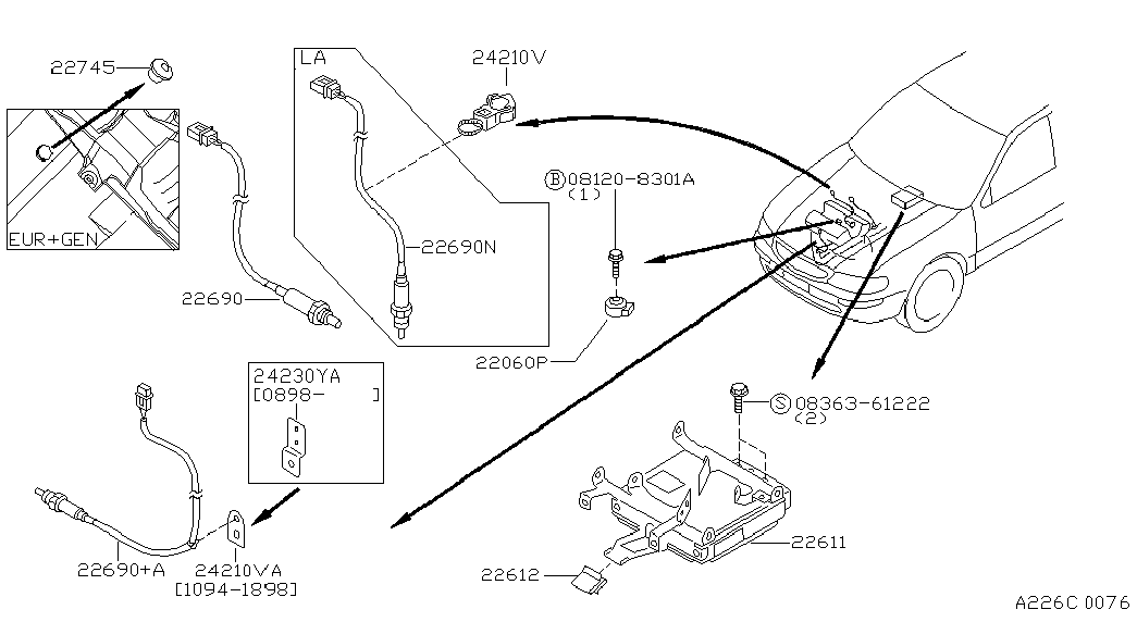 NISSAN 2269040U10 - Sonda Lambda parts5.com