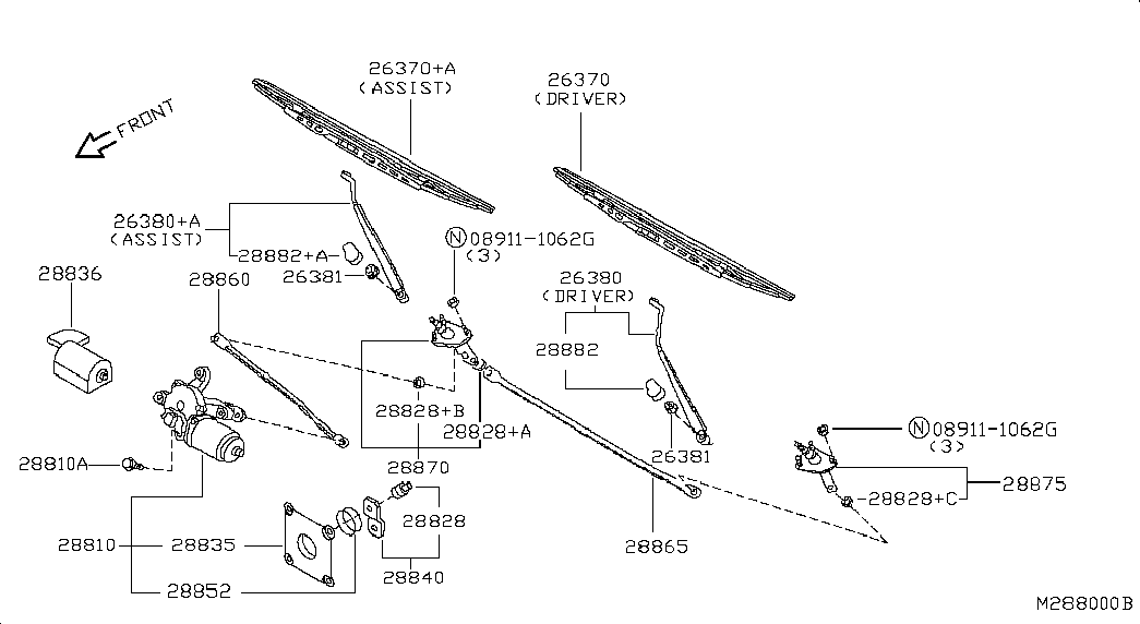 NISSAN 288900F400 - Stieracia liżta parts5.com