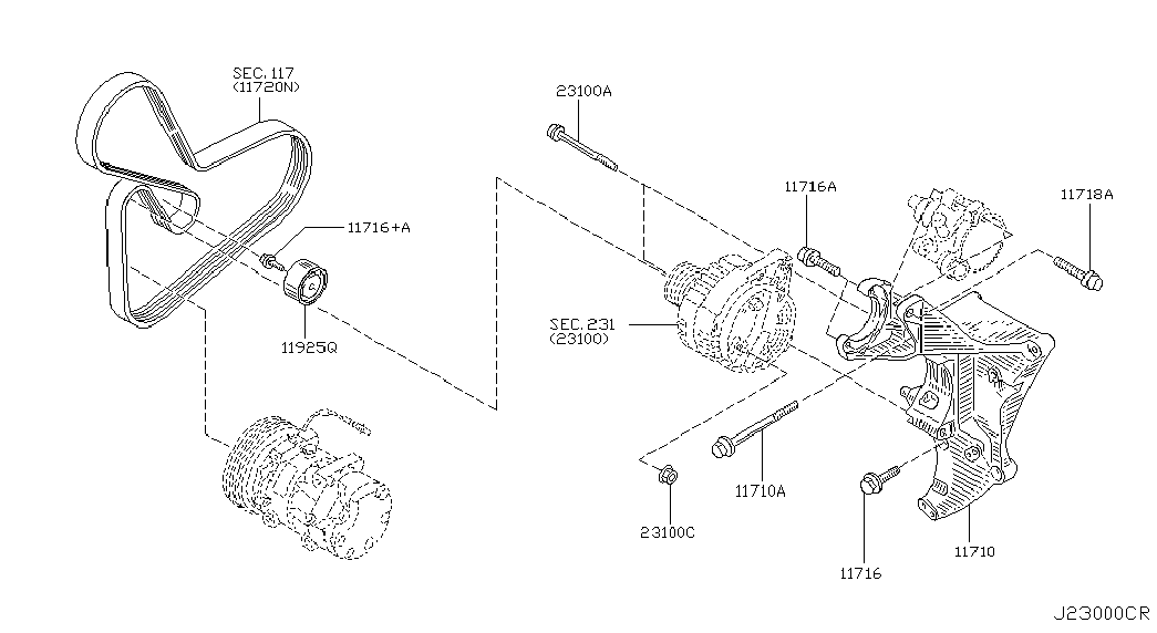 NISSAN 11925-AW300 - Usmeravajući / vodeći točkić, klinasti rebrasti kaiš parts5.com