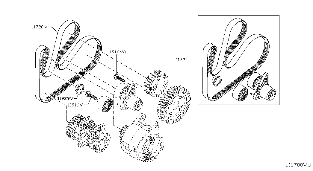 NISSAN 11720-00Q4A - Klinasti rebrasti remen parts5.com