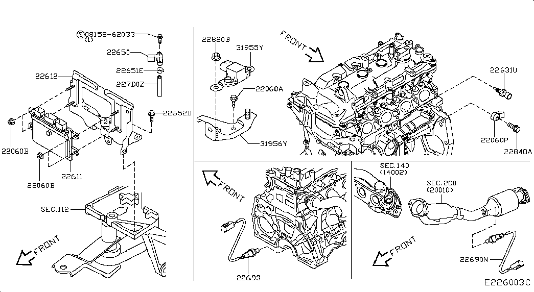 NISSAN 226A0-1KC0A - Lambda Sensor parts5.com