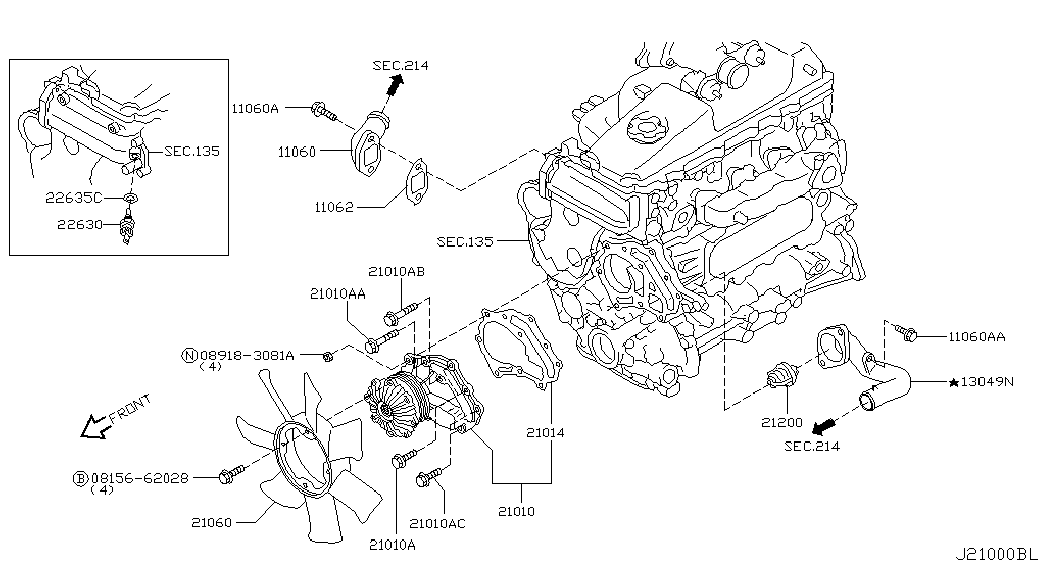 NISSAN 21200-2W202 - Thermostat d'eau parts5.com