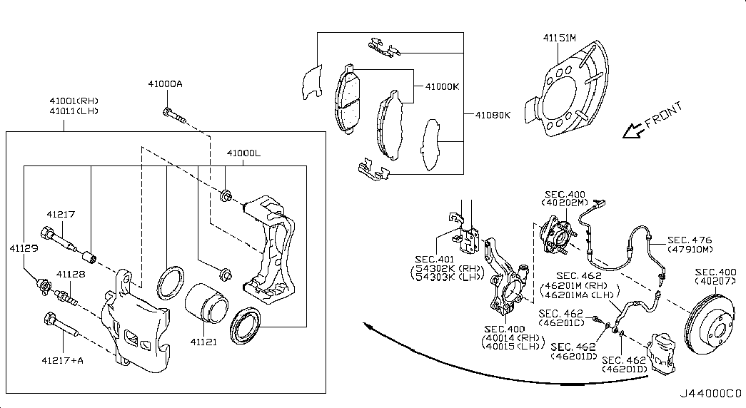 NISSAN 41133AX000 - Surub ghidare, etrier frana parts5.com