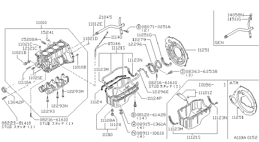 NISSAN 11128-01M01 - Резьбовая пробка, масляный поддон parts5.com