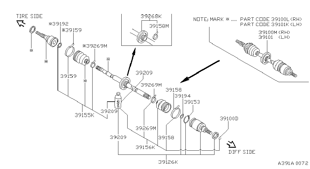 NISSAN 39241-01M29 - Φούσκα, άξονας μετάδ. κίνησης parts5.com