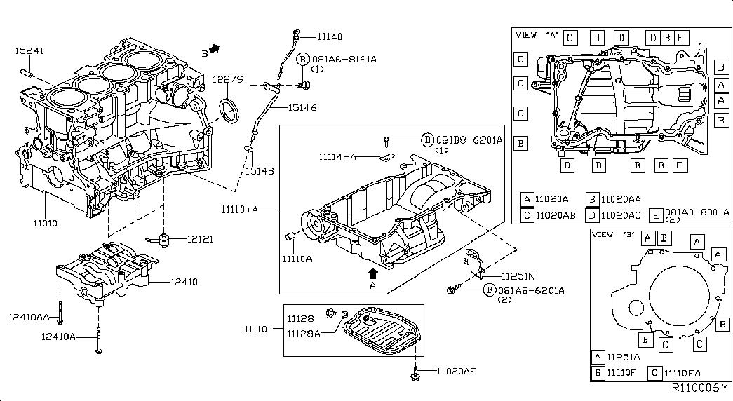 NISSAN 11128-01M0B - Резьбовая пробка, масляный поддон parts5.com