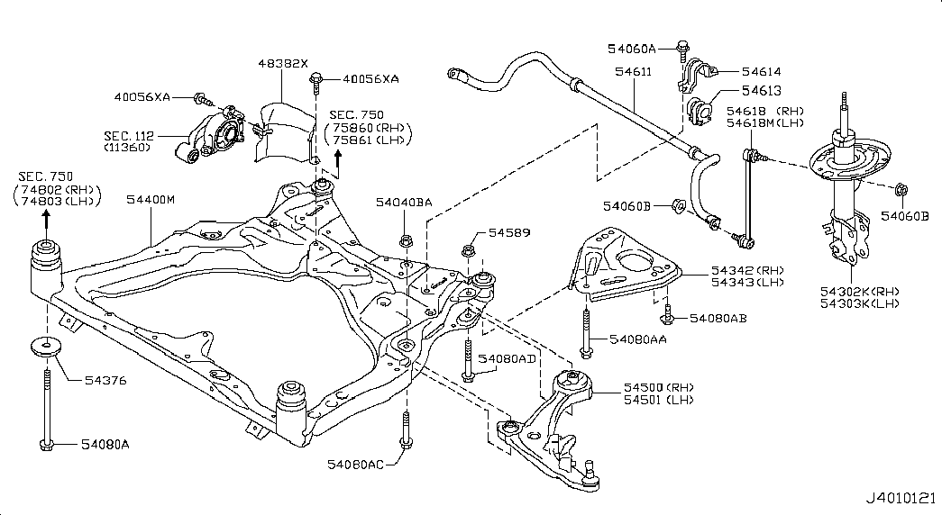 NISSAN 54501 JN00B* - Bush of Control / Trailing Arm parts5.com