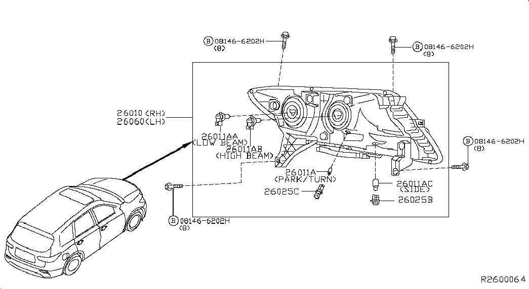 NISSAN 26296-89905 - Bulb, fog light parts5.com