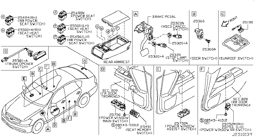 NISSAN 25320AX00B - Brake Light Switch parts5.com