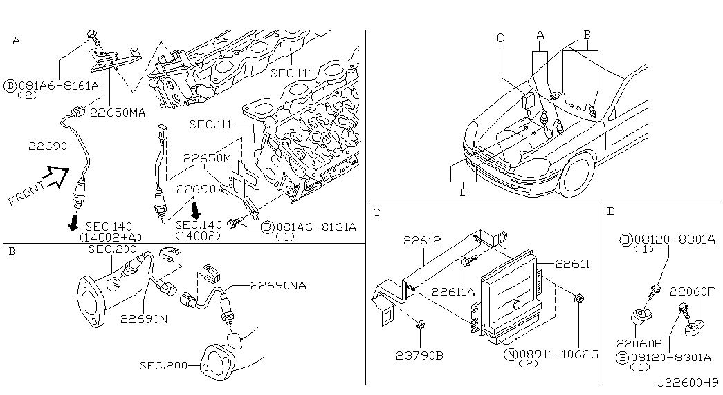 NISSAN 22693 7Y020 - Sonda Lambda parts5.com