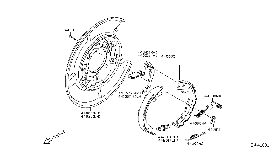 TOYOTA 44060-CY025 - Brake Shoe Set, parking brake parts5.com