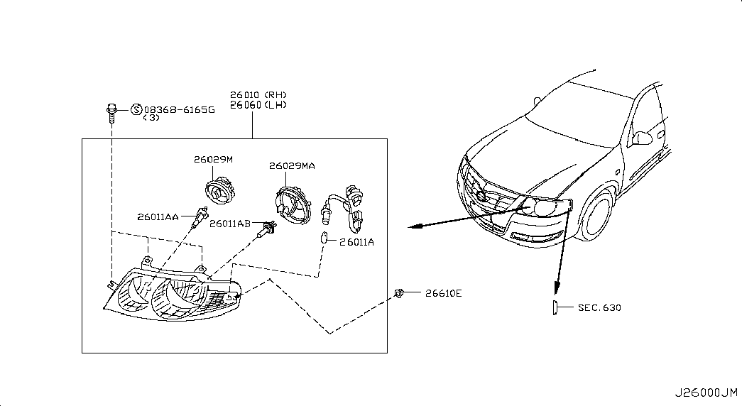 NISSAN 26291-95F0A - Крушка с нагреваема жичка, фар за осветяване при завиване parts5.com