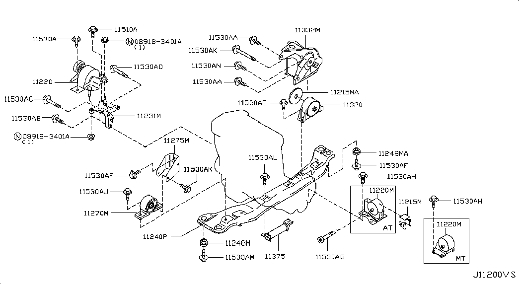 NISSAN 1127095F0A - Suport motor parts5.com