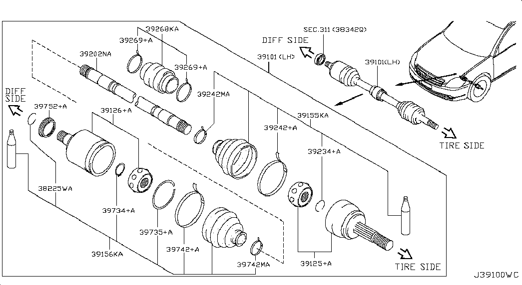 NISSAN 39741-55E87 - Burduf cauciuc, articulatie planetara parts5.com