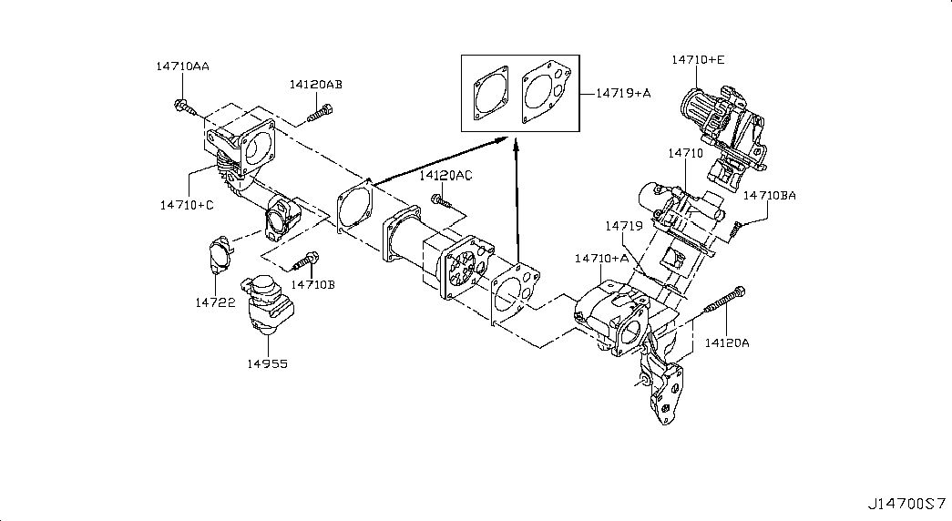 NISSAN 1495600Q1B - EXHAUST GAS RECIRCURATION VALVE parts5.com