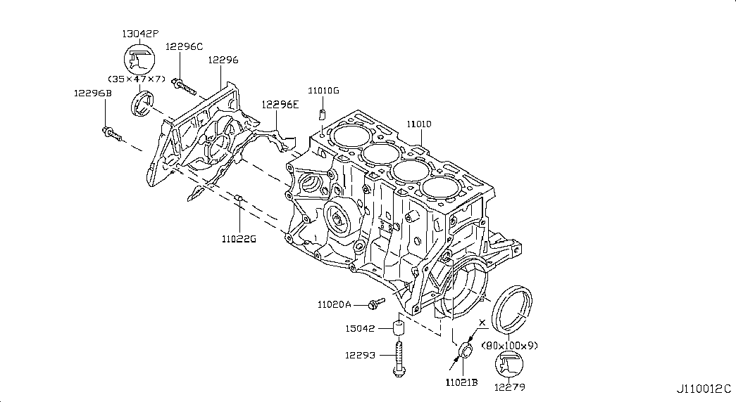 NISSAN 12279-00QAE - Simering, arbore cotit parts5.com