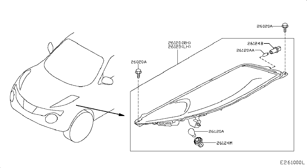 NISSAN 26261-8990E - Лампа накаливания, противотуманная фара parts5.com