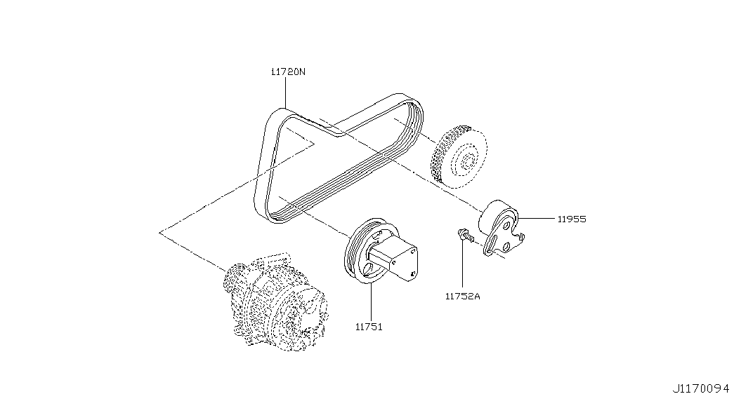 NISSAN 11955-BN701 - Τεντωτήρας ιμάντα, ιμάντας poly-V parts5.com