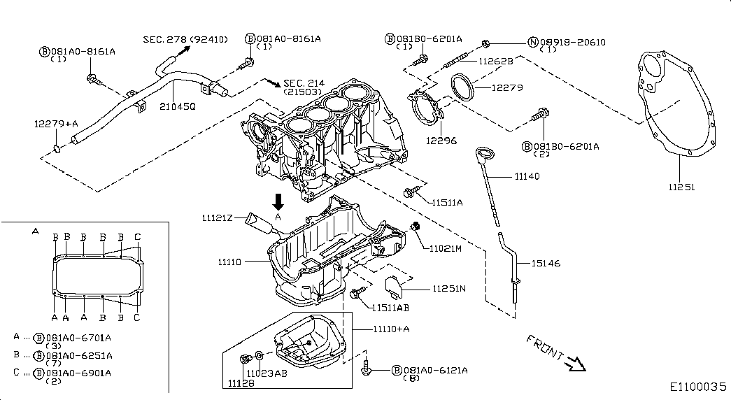 NISSAN 11128-BX00A - Navojni čep, karter parts5.com