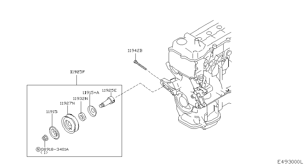 NISSAN 11925-AX00B - Rola ghidare / conducere, curea transmisie parts5.com