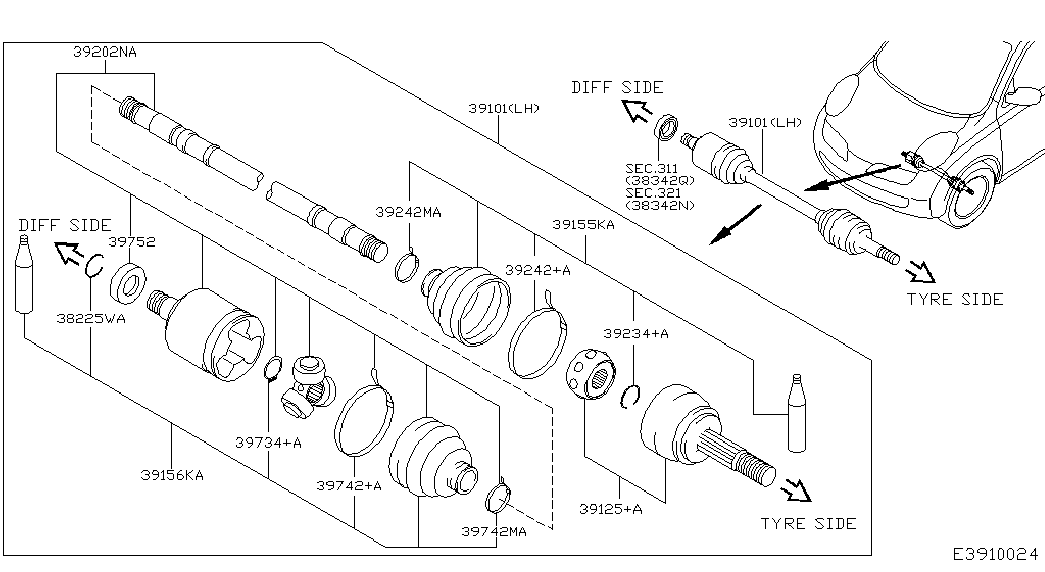 NISSAN 39241-AY125 - Manžetna, pogonsko vratilo parts5.com