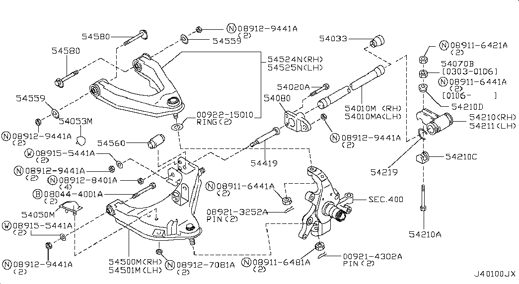 NISSAN 54524-VK385 - Barra oscilante, suspensión de ruedas parts5.com