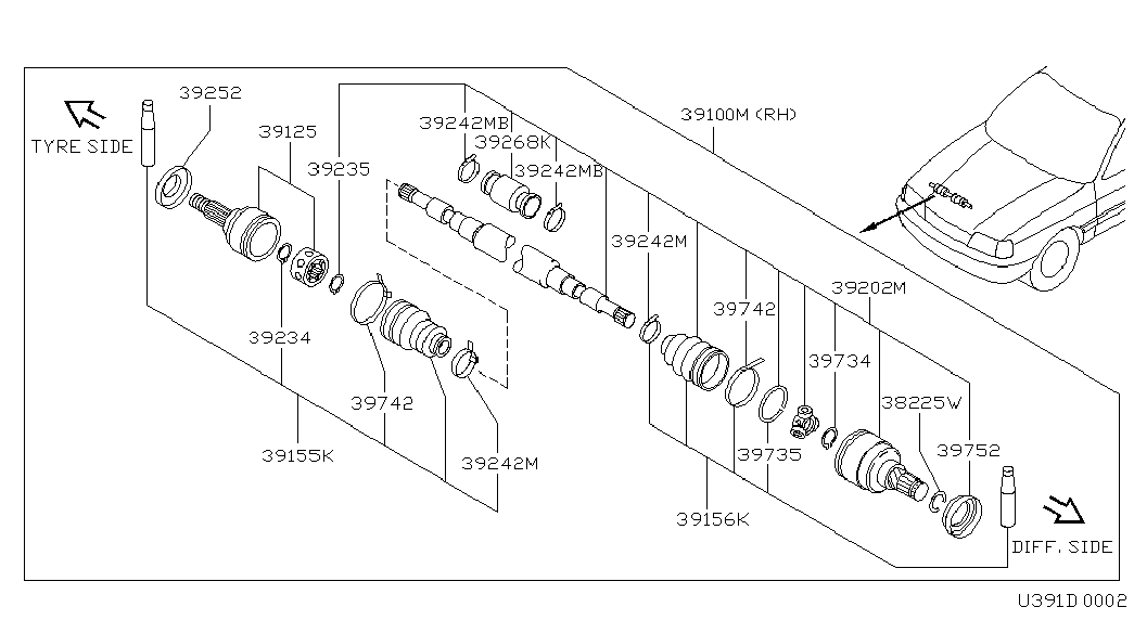 NISSAN 39241 73J25 - Manžetna, pogonsko vratilo parts5.com