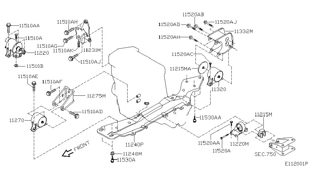 NISSAN 11320-BU001 - Suport motor parts5.com