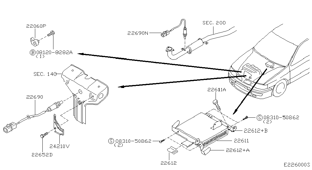 NISSAN 226A07-J601 - Sonda Lambda parts5.com