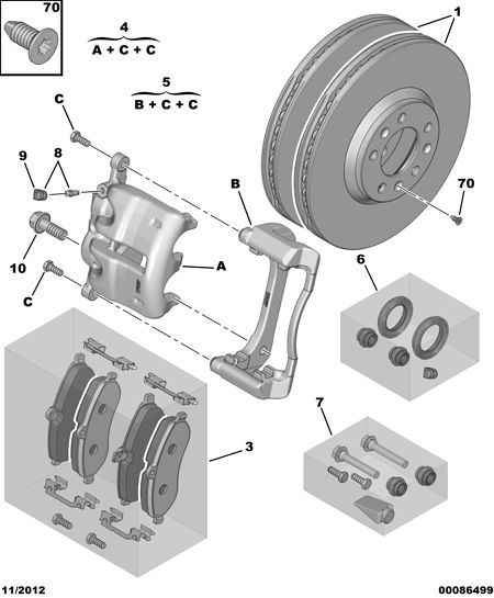 CITROËN 4439 42 - Set bucsi de ghidaj, etrier frana parts5.com