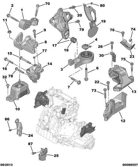 PEUGEOT 1809.45 - Uležištenje, motor parts5.com