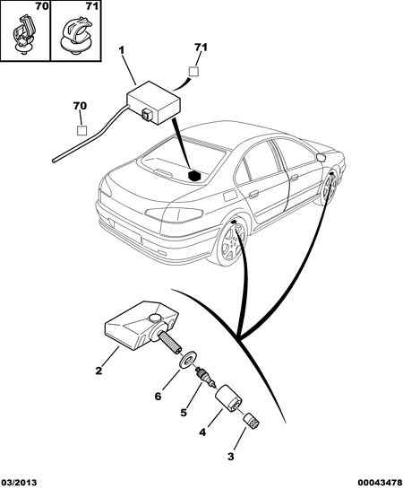 PEUGEOT 5430 02 - Czujnik w kole, system kontroli ciśnienia w ogumieniu parts5.com