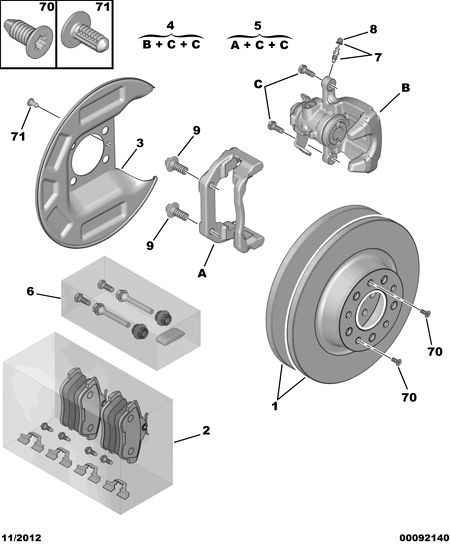 CITROËN 4404 E2 - Komplet vodilnih tulk, sedlo zavore parts5.com