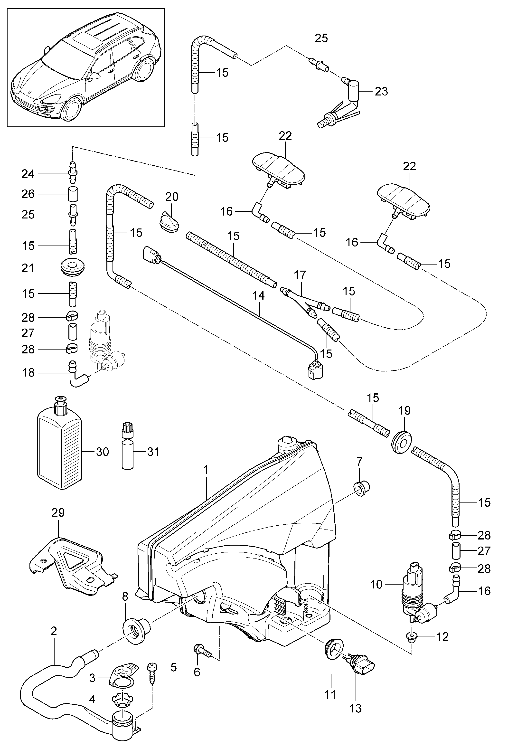 Porsche 955 628 105 00 - Sensor, wash water level parts5.com