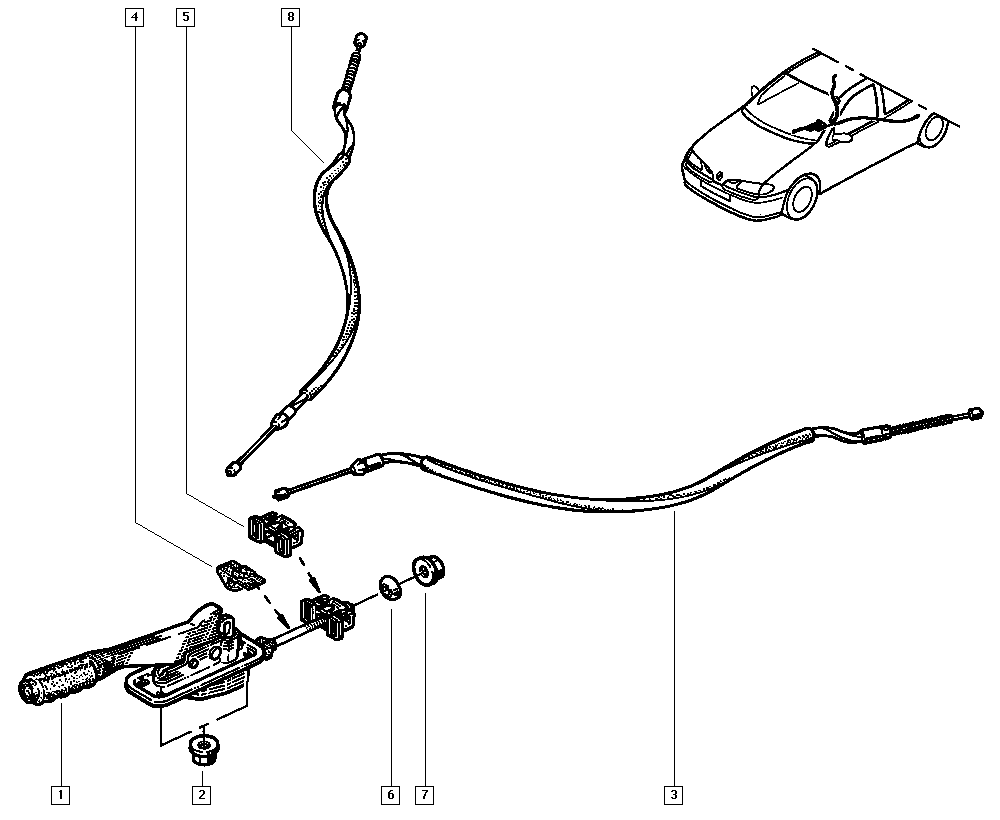RENAULT 7700424470 - Tirette à câble, frein de stationnement parts5.com