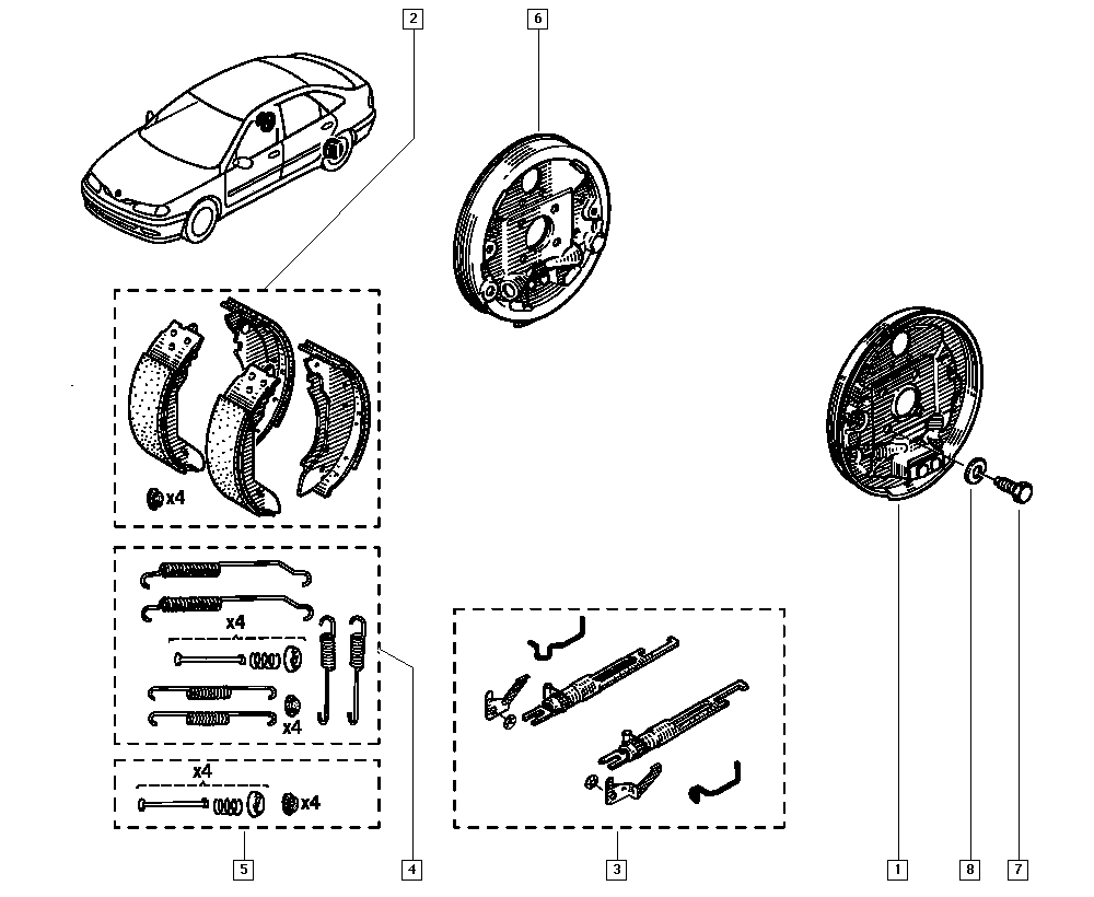 DACIA 77 01 203 979 - Sada brzdových čelistí parts5.com