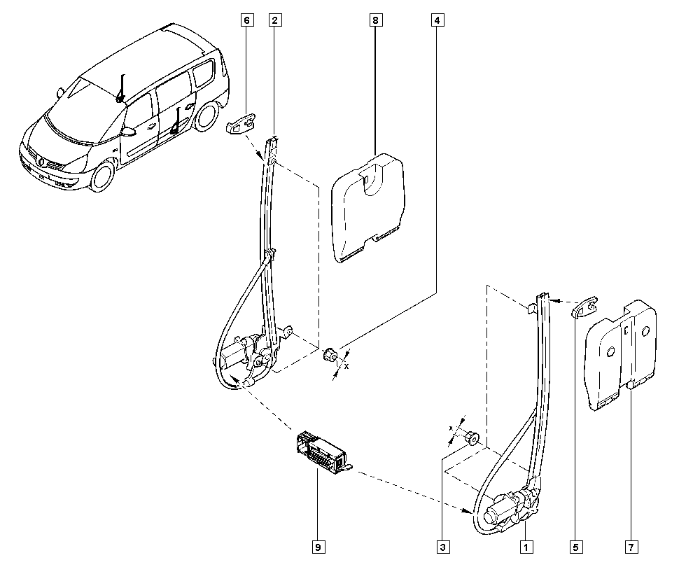 RENAULT 82 00 485 232 - Стеклоподъемник parts5.com