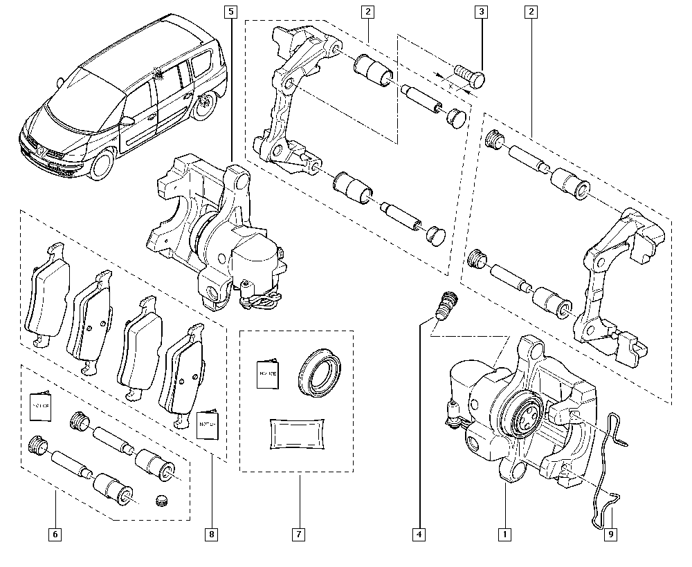 RENAULT 7701206601 - Set bucsi de ghidaj, etrier frana parts5.com