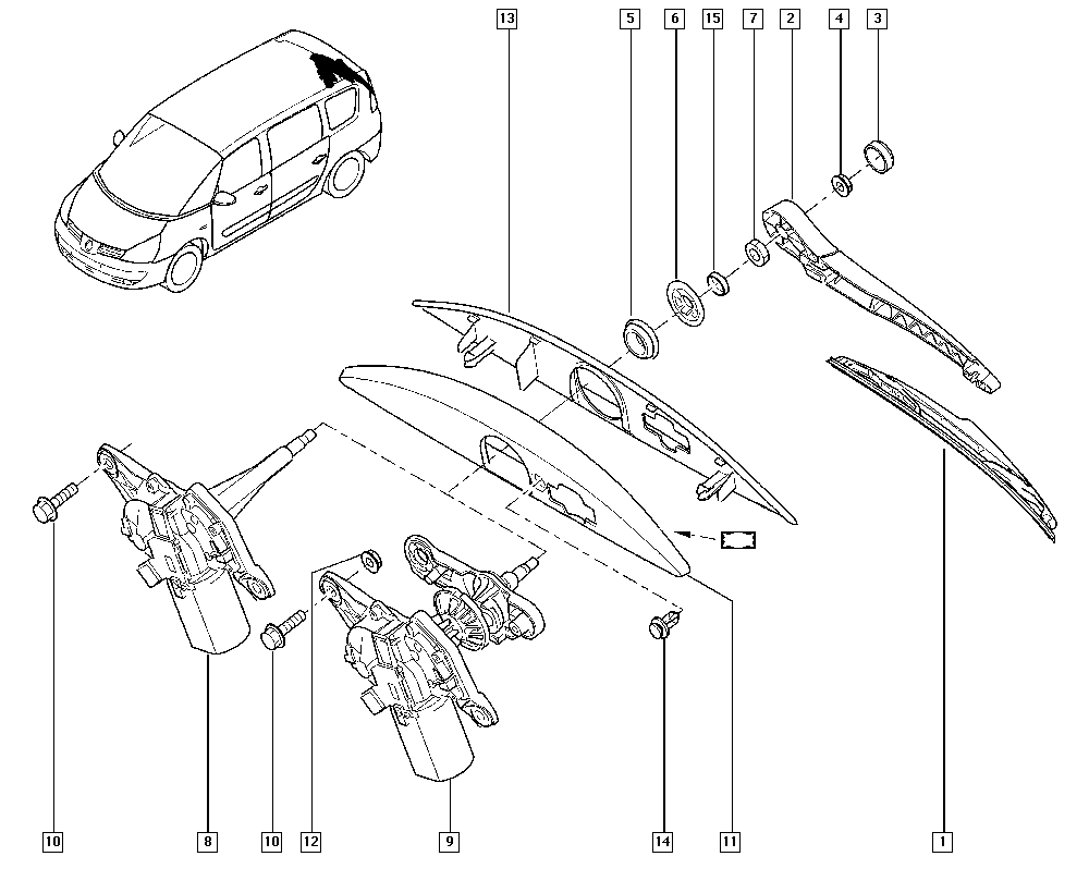 RENAULT 7701 051 890 - Tuulilasinpyyhkimen varsi, lasinpesu parts5.com