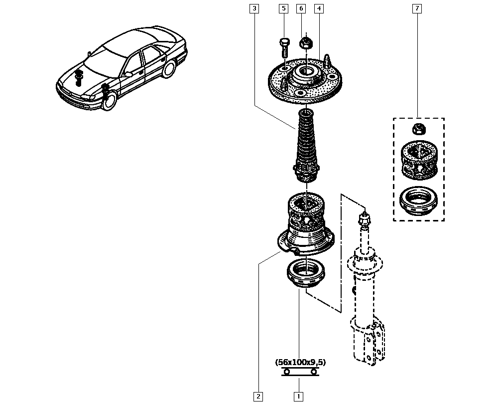 RENAULT 77 00 803 635 - Potporni ležaj opružne noge parts5.com