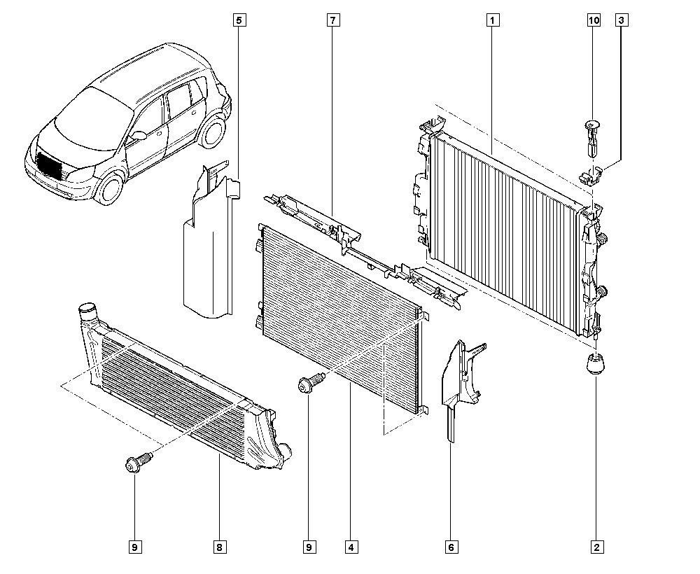 RENAULT 82 00 115 542 - Radiator, engine cooling parts5.com